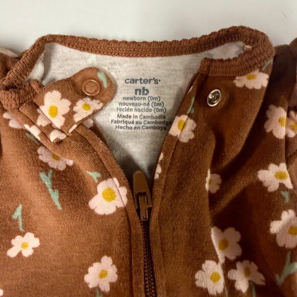 🌼 Carter's Floral 2 Way Zip Cotton Sleep & Play One Piece Baby Girl Newborn - Picture 5 of 6